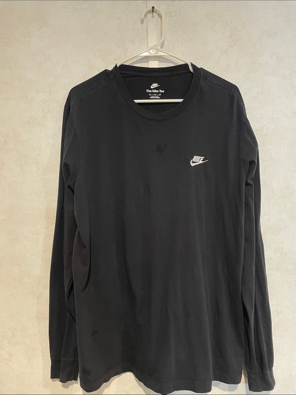 Nike Men’s Black Long Sleeve Crew Tee with White Swoosh